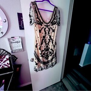 Elegant Black and Cream Dress